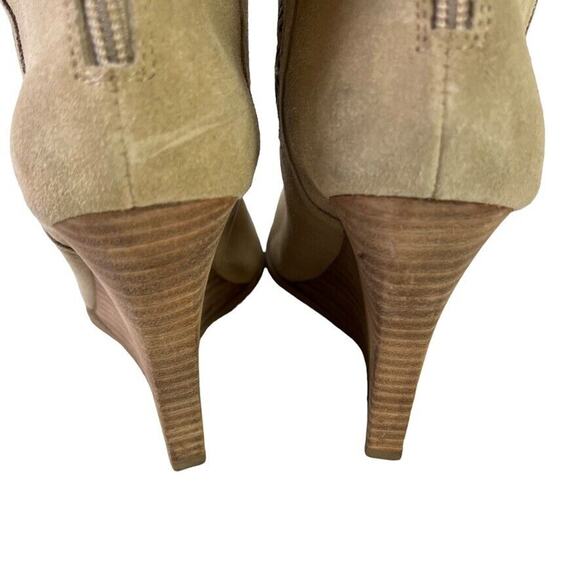 Crown Vintage Iris Womens Suede Stacked Wedge Western Leather Boots Ankle sz 8 - Picture 11 of 16